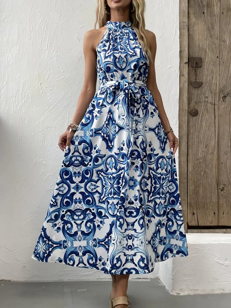 Bohemian Vintage Print Midi Dress