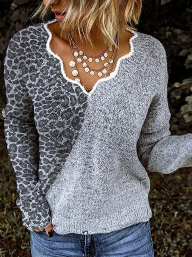 Geometric Print Long Sleeve Sweater Top