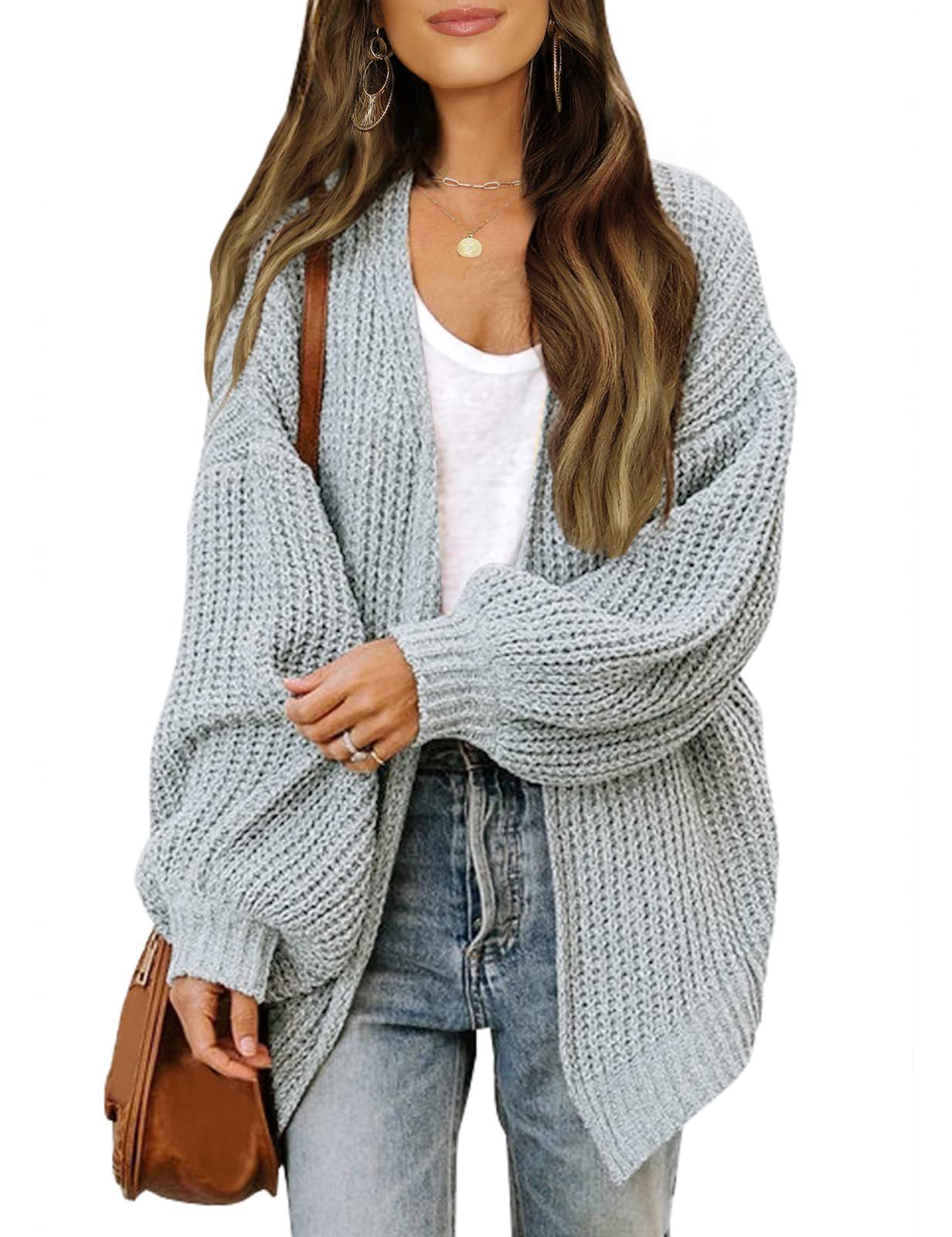 Lantern Sleeve Coarse Yarn Knitted Cardigan