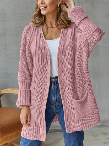 Loose Medium Length Knitted Cardigan