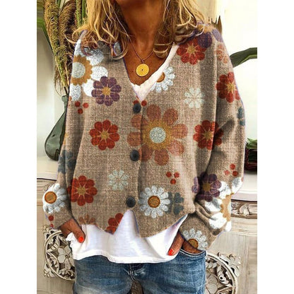 Christmas Abstract Printing Casual Cloak Cardigan