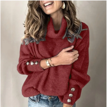 Solid Color High Neck Sweater