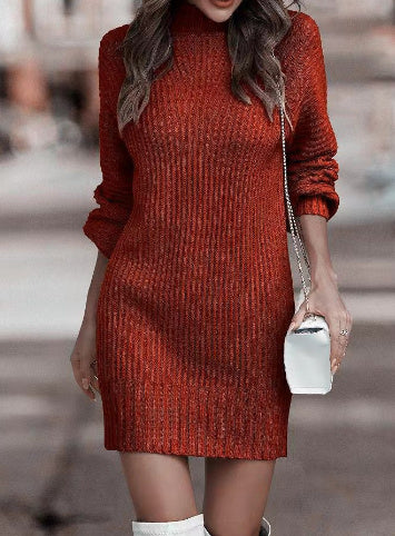 Turtleneck Long Sleeve Sweater Dress