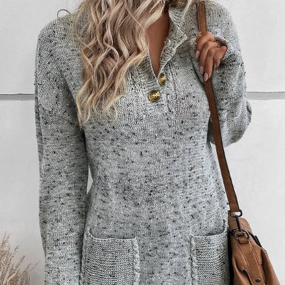 Gray Pocket Long Sleeve Sweater