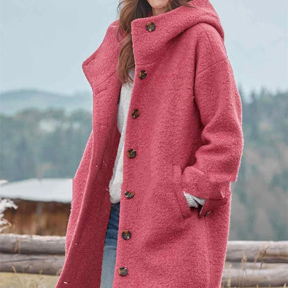 Temperament Thickened Tweed Medium-length Trench Coat