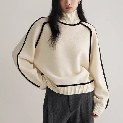 Casual Loose Half Turtleneck Knitted Pullover Sweater