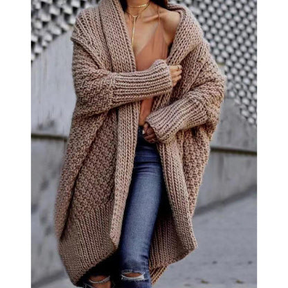 Coffee Long Sleeve Collarless Cardigan