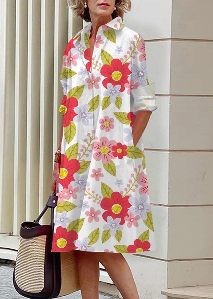 Flower Sweet Printed Long Sleeve Dress