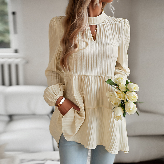 Solid Color Elegant Long Sleeve Top