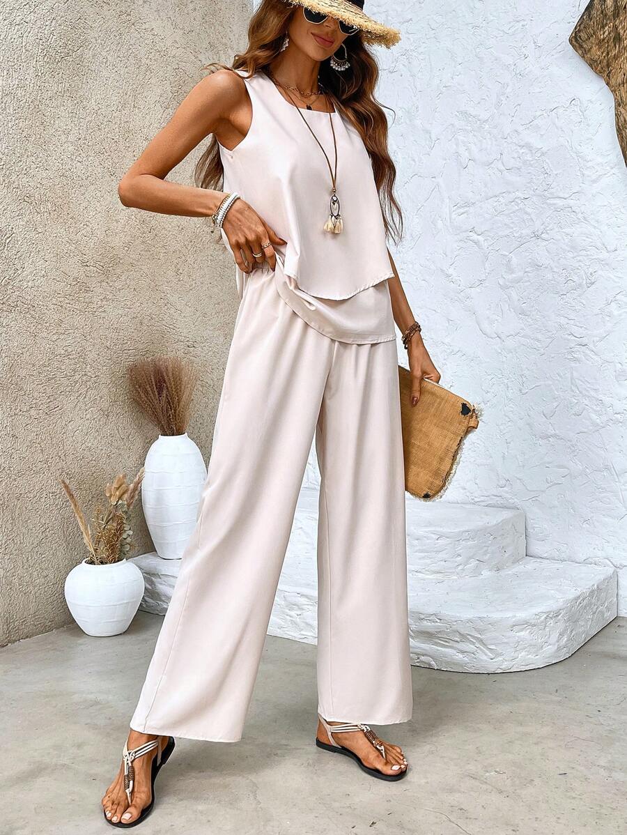 Modern Plain Strap Two Piece Set