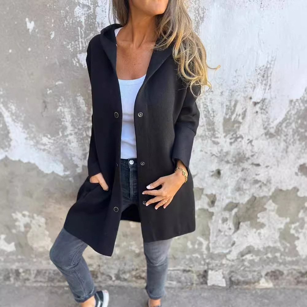 Casual Hooded Single-Breasted Cardigan