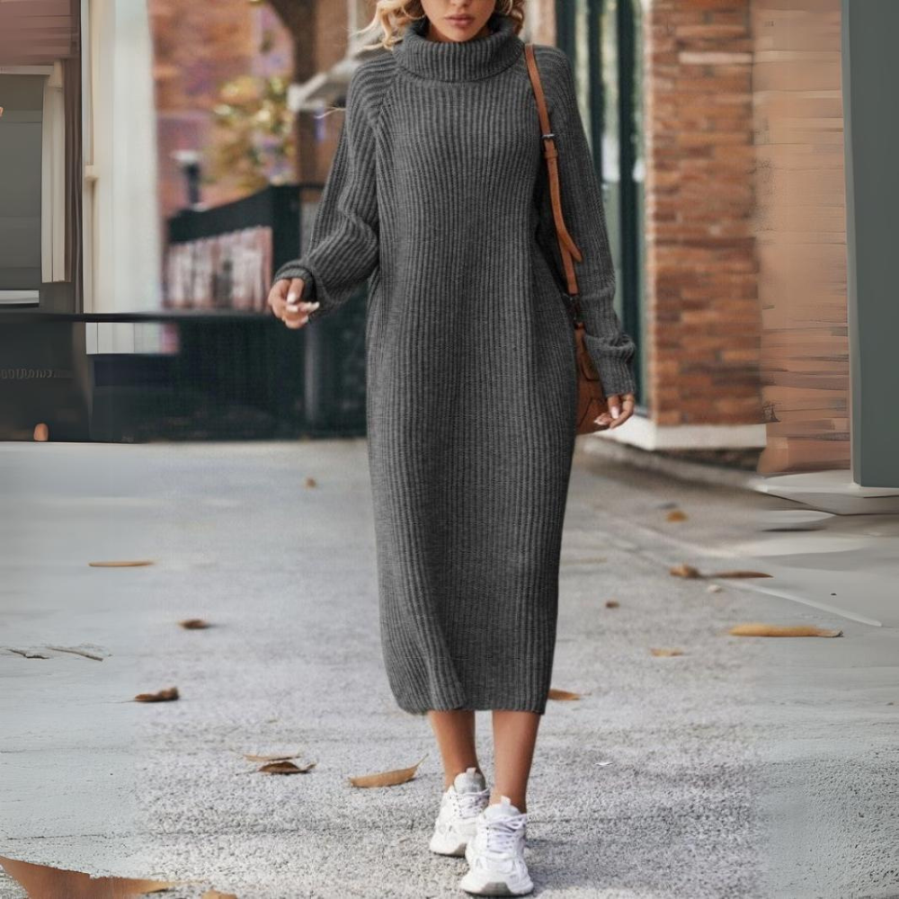 Loose Over Knee Turtleneck Knitting Dress