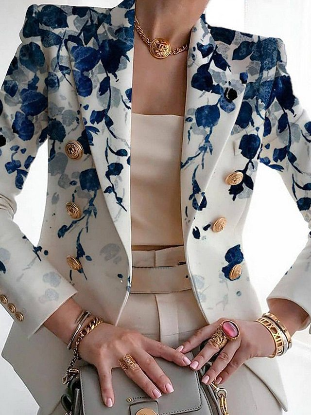 Stylish Printed Buckle Casual Blazer