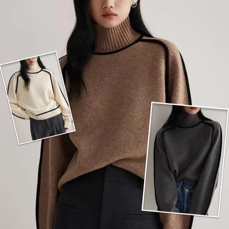 Casual Loose Half Turtleneck Knitted Pullover Sweater