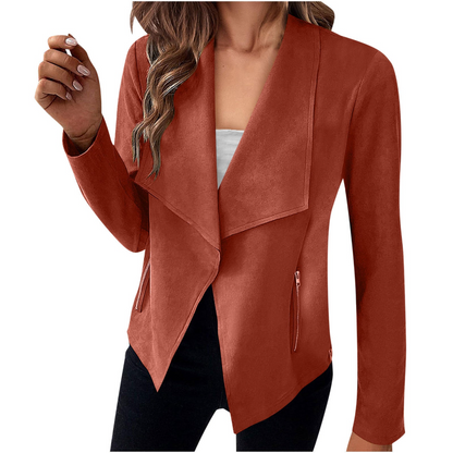 Women's Solid Color Suede Coat