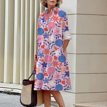 Flower Sweet Printed Long Sleeve Dress