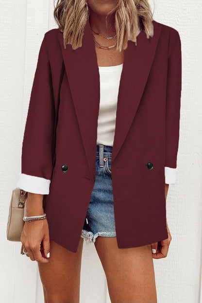 Casual Solid Color Suit Collar Long Sleeve Loose Coat