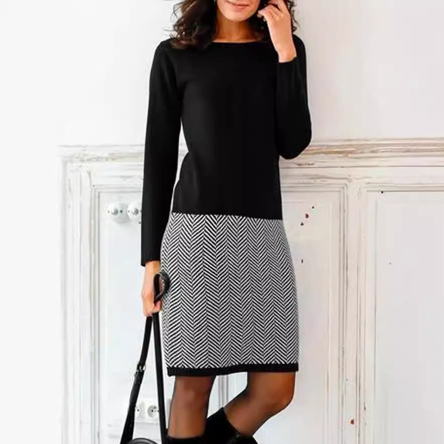 Classic Houndstooth Slim Midi Dress