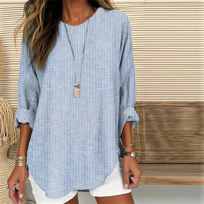 Modern Blue Striped Long Sleeve Top