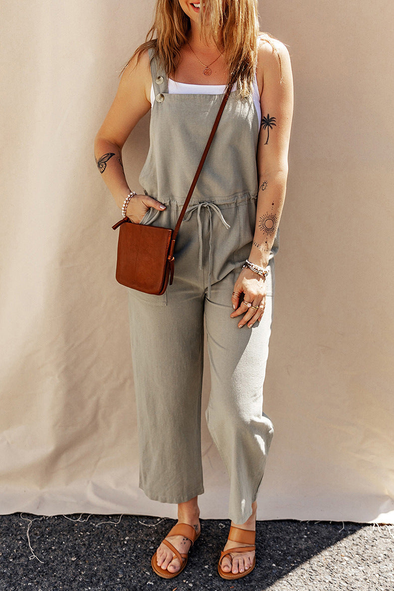 Solid Color Camisole Vest Sleeveless Jumpsuit