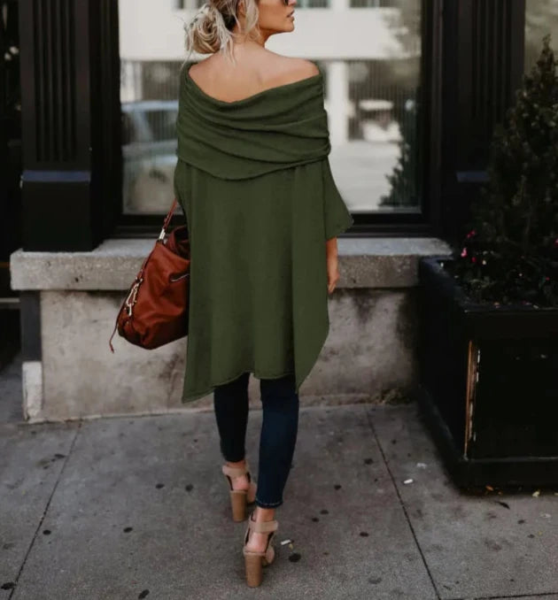 Strapless Plain Round Neck Long Sleeve Top