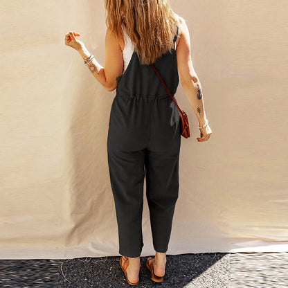 Solid Color Camisole Vest Sleeveless Jumpsuit