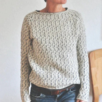 Grey Round Neck Multicolor Baggy Sweater