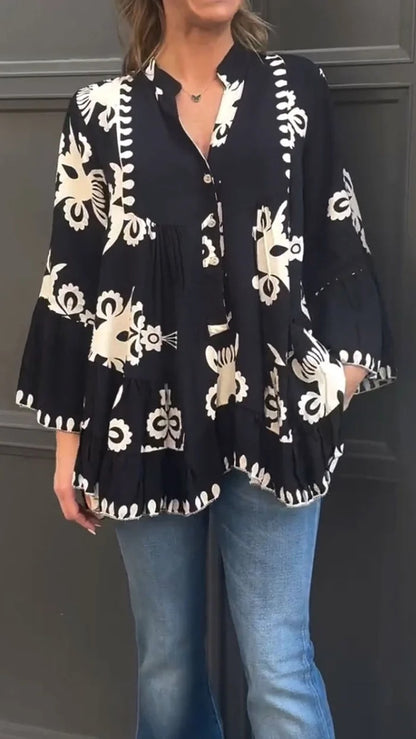 Modern Long Sleeve Ruffled Top