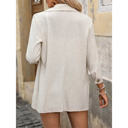 White Plain Lapel Long Sleeve Top