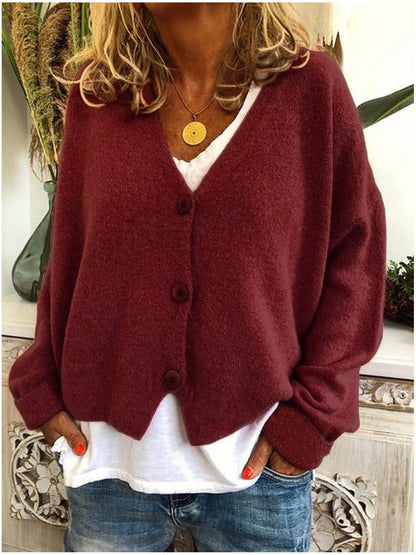 Casual Plain Long Sleeve Sweater