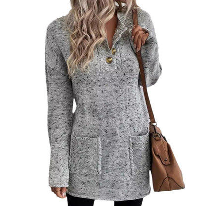 Gray Pocket Long Sleeve Sweater