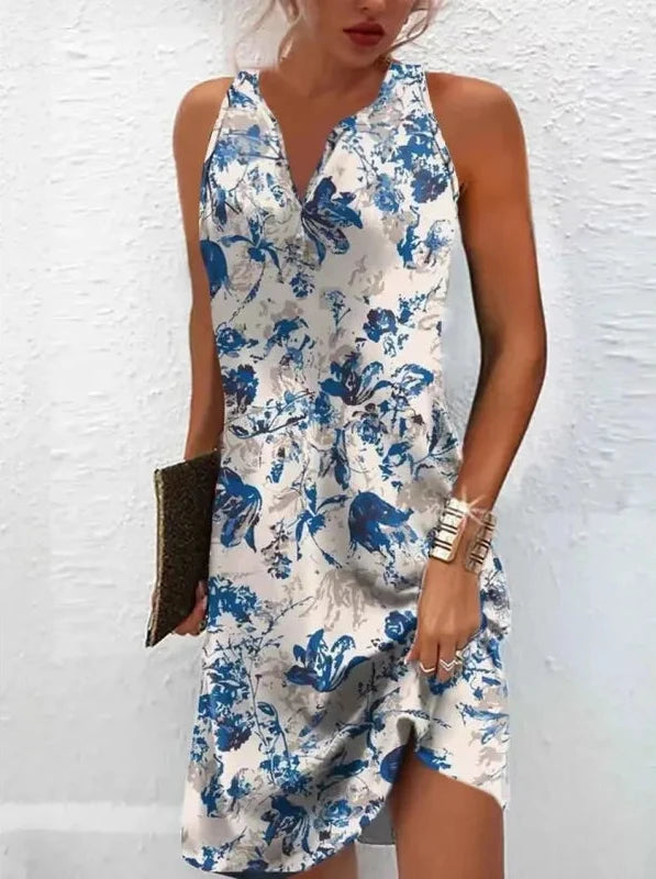 Trendy Slim Printed Sleeveless Mini Dress