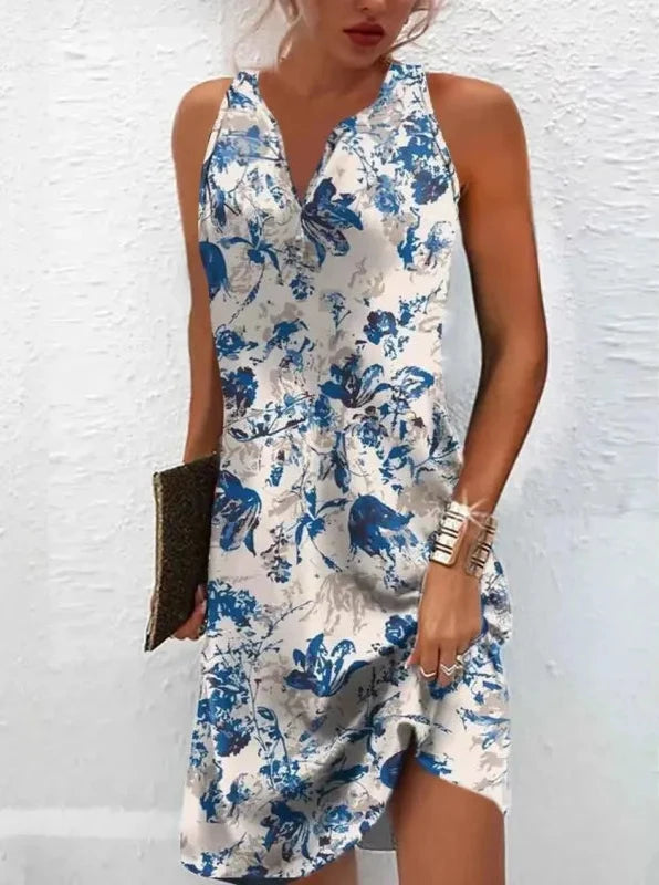 Trendy Slim Printed Sleeveless Mini Dress