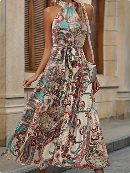 Bohemian Vintage Print Midi Dress