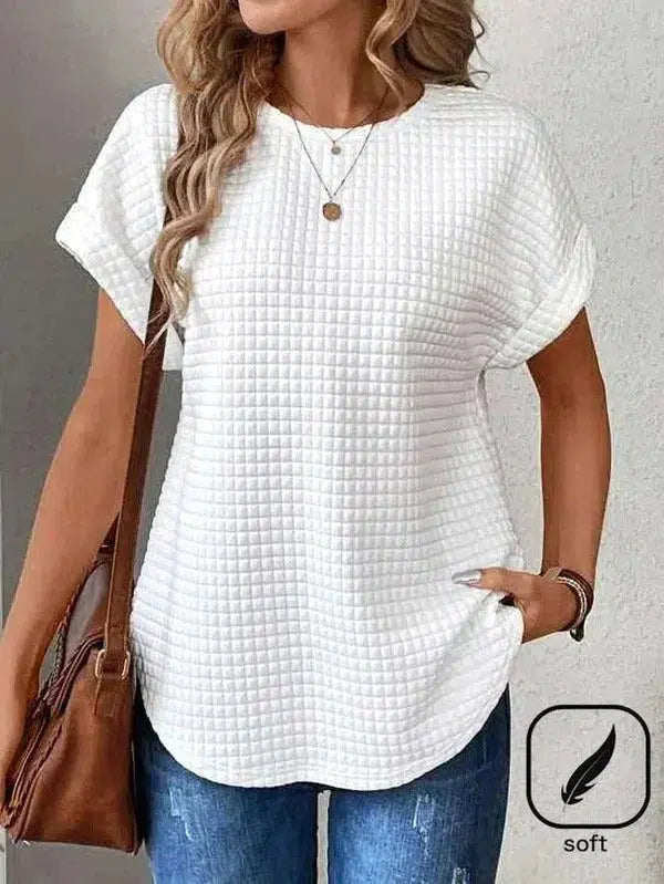 Basic Plain White Short Sleeve Top