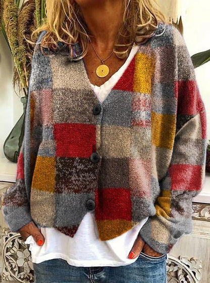 Christmas Abstract Printing Casual Cloak Cardigan