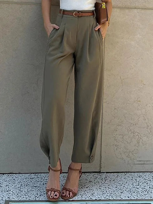 Modern Pleated Plain Carrot Pants