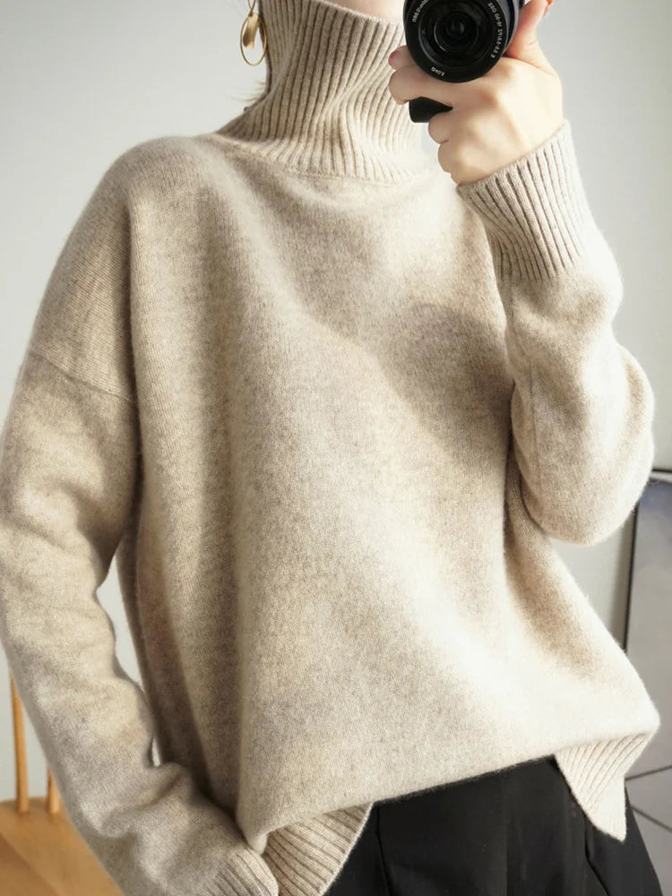 Lazy Fashion Style Thick Turtleneck Sweater