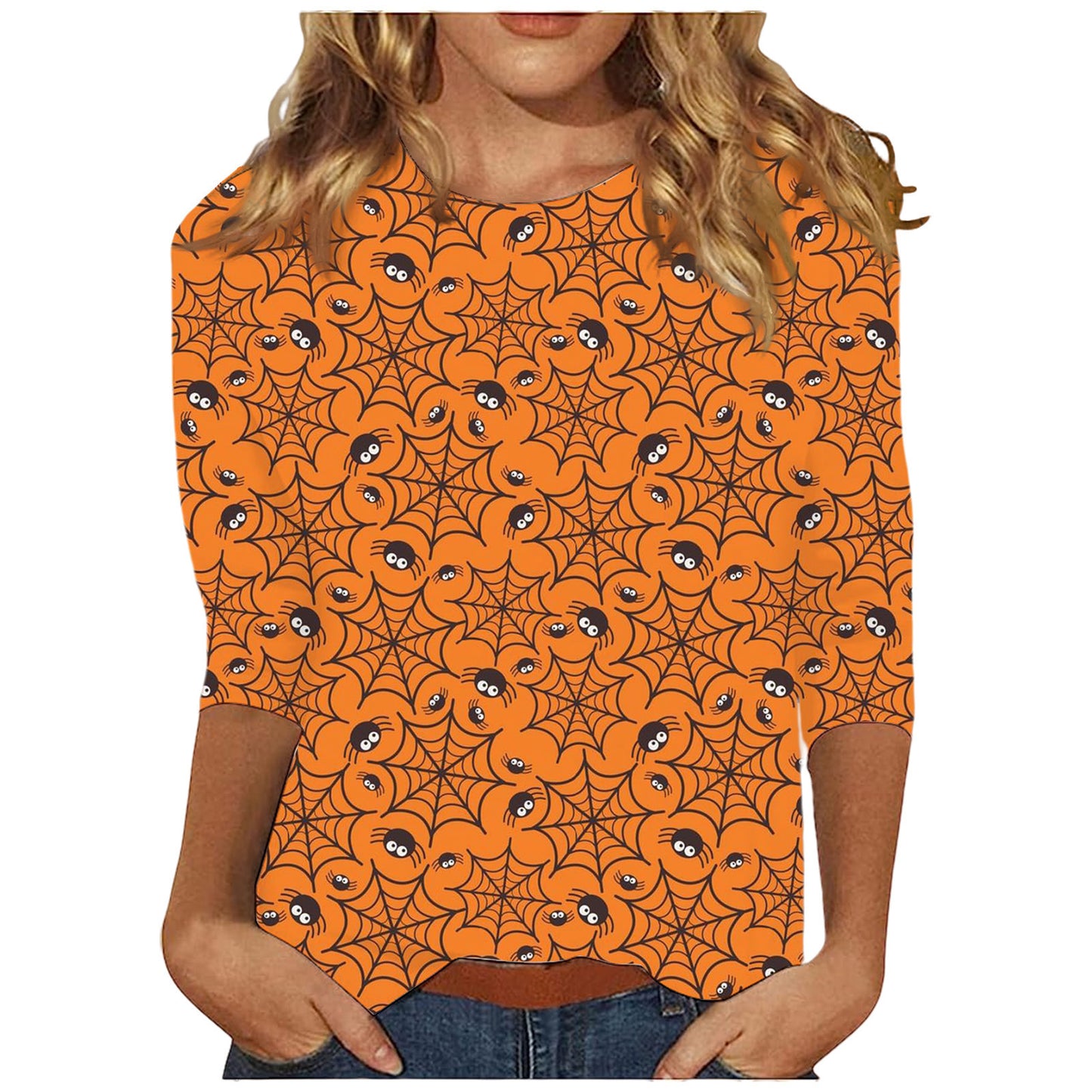 Halloween Themed Round Neck Long Sleeve T-Shirt