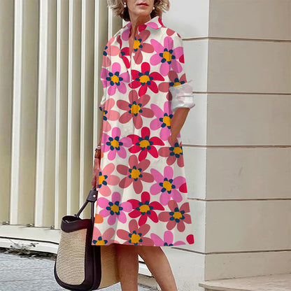 Flower Sweet Printed Long Sleeve Dress