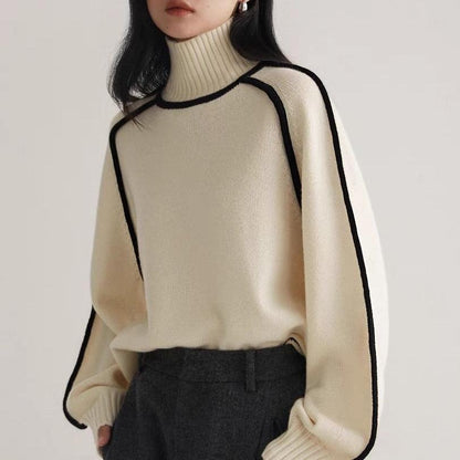 Casual Loose Half Turtleneck Knitted Pullover Sweater