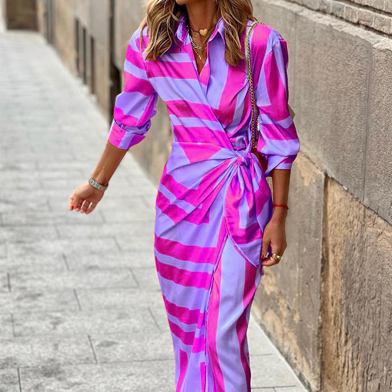 Attractive Multicolor V-Neck Midi Dress