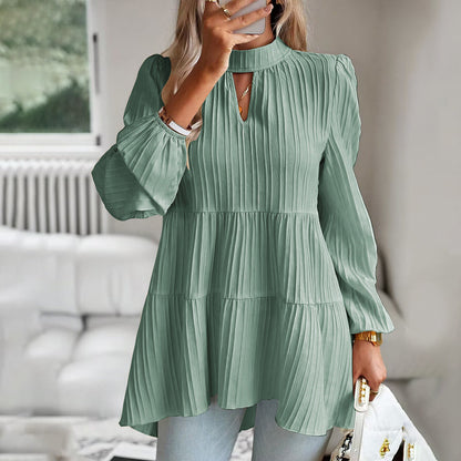 Solid Color Elegant Long Sleeve Top