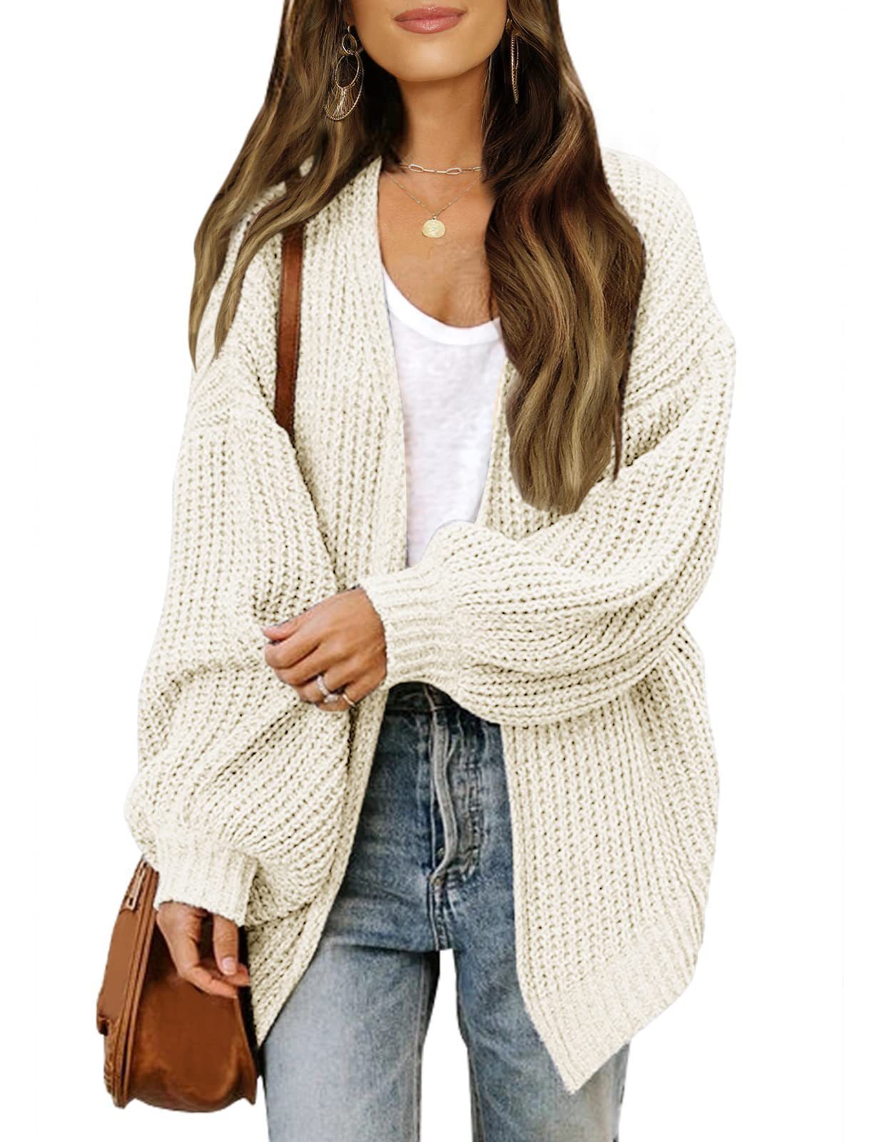 Lantern Sleeve Coarse Yarn Knitted Cardigan