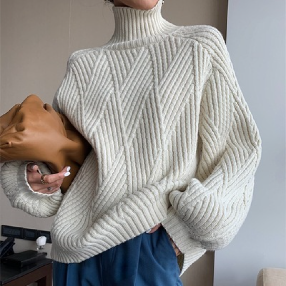 Solid Color High Neck Thickened Sweater