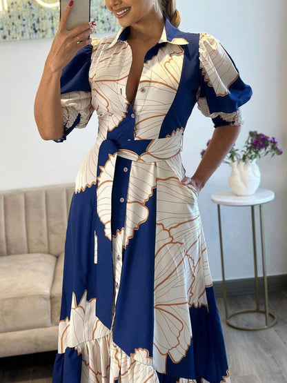 Irregular High Waist Printed Maxi Dress