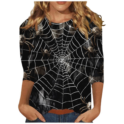 Halloween Themed Round Neck Long Sleeve T-Shirt