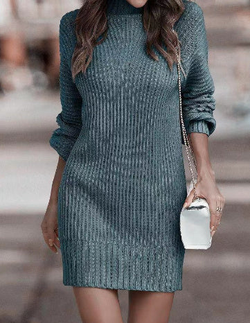 Turtleneck Long Sleeve Sweater Dress