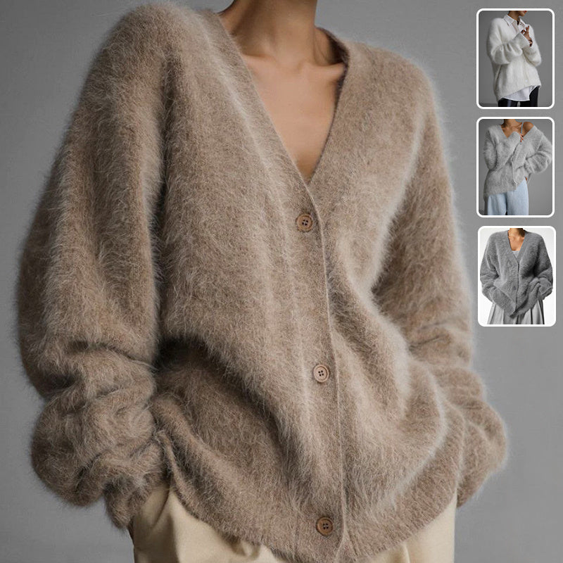 Fashion Knitted Loose V-Neck Button Cardigan