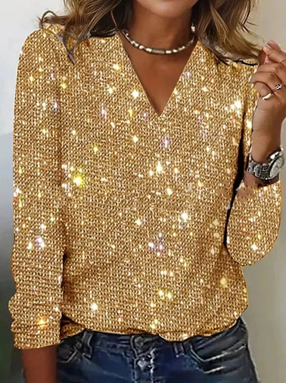 Gorgeous V-Neck Sequined Top